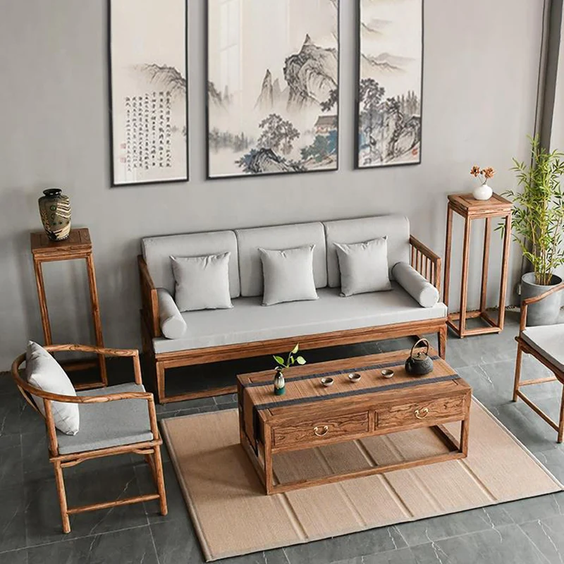 Traditional Vintage Elm Wood Square Side Table Plant Shelf With Natural Texture For Living Room & Balcony