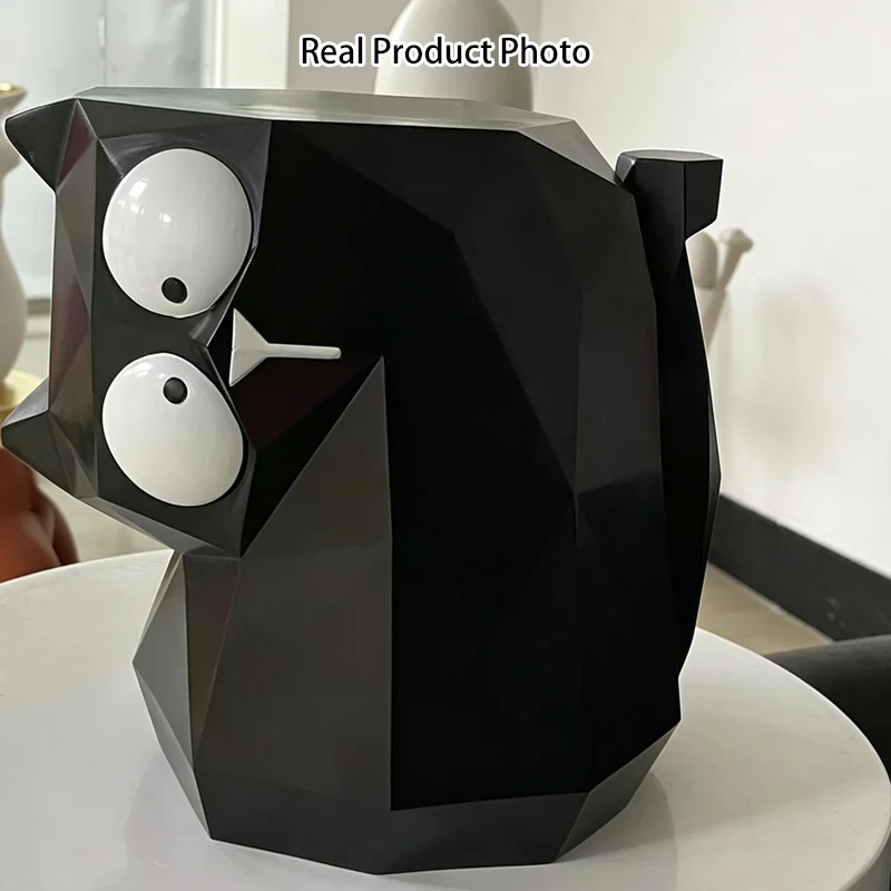 Contemporary Creative Resin Black Cat End Table Decor Piece For Living Room & Bedroom