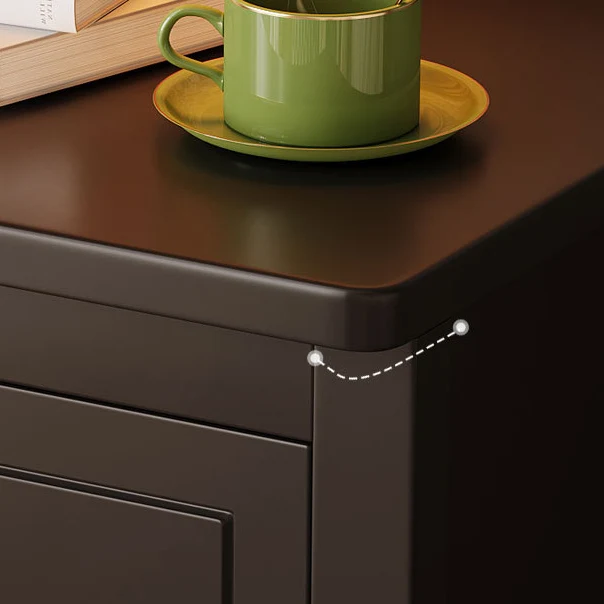 Contemporary Retro Rubberwood Plywood Pine Wood Rectangular Nightstand 2-Drawers For Bedside Storage