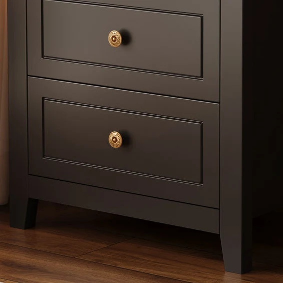 Contemporary Retro Rubberwood Plywood Pine Wood Rectangular Nightstand 2-Drawers For Bedside Storage