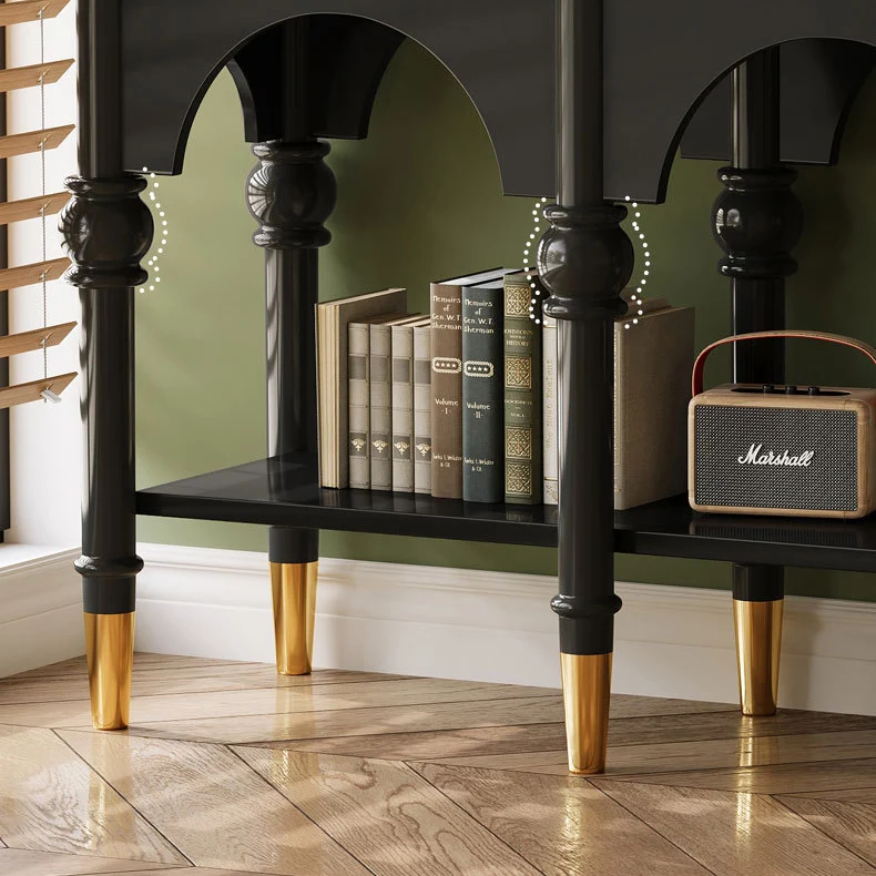Traditional French Rubberwood Metal Plywood Arched Roman Column Console Table With 3 Drawers & 2-Tier Storage For Entryway