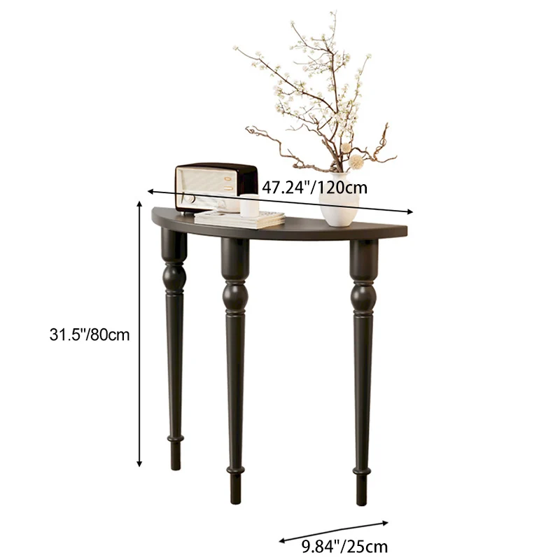 Traditional French Pine Wood Roman Column Half-Round Console Table With Symmetrical Design For Entryway