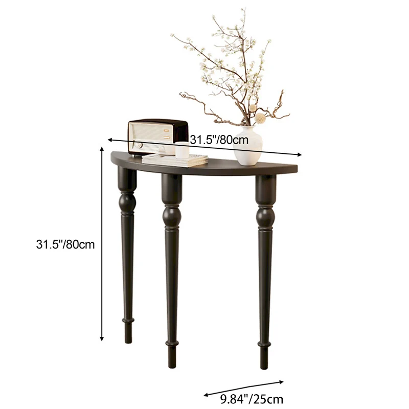 Traditional French Pine Wood Roman Column Half-Round Console Table With Symmetrical Design For Entryway