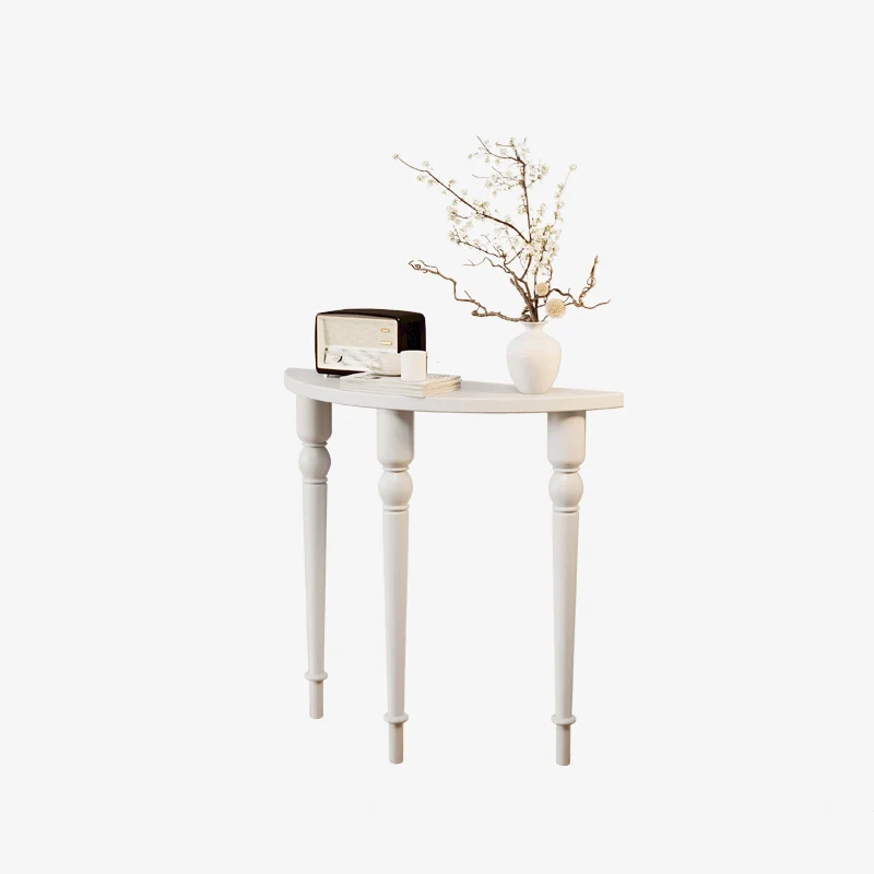Traditional French Pine Wood Roman Column Half-Round Console Table With Symmetrical Design For Entryway