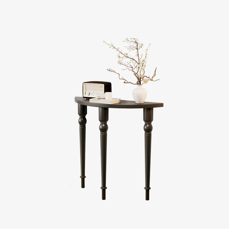 Traditional French Pine Wood Roman Column Half-Round Console Table With Symmetrical Design For Entryway
