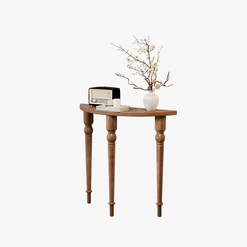Traditional French Pine Wood Roman Column Half-Round Console Table With Symmetrical Design For Entryway