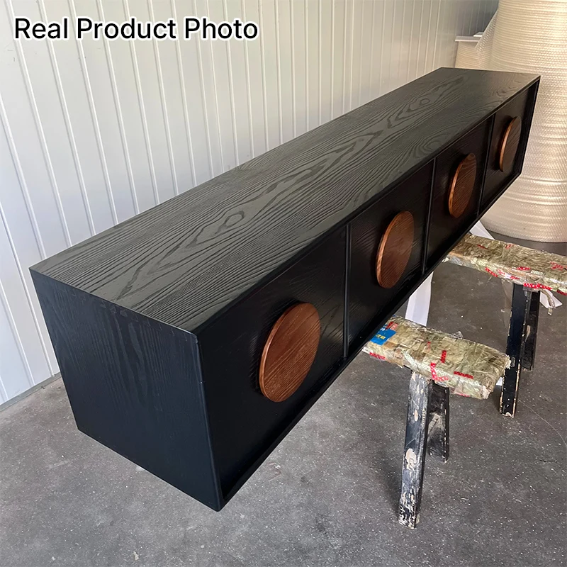 Contemporary Retro Pine & Waxed Wood Rectangular TV Stand Cabinet With 4 Drawers For Living Room & Bedroom