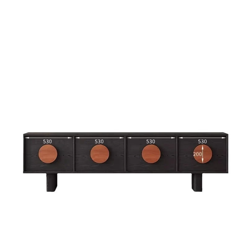 Contemporary Retro Pine & Waxed Wood Rectangular TV Stand Cabinet With 4 Drawers For Living Room & Bedroom