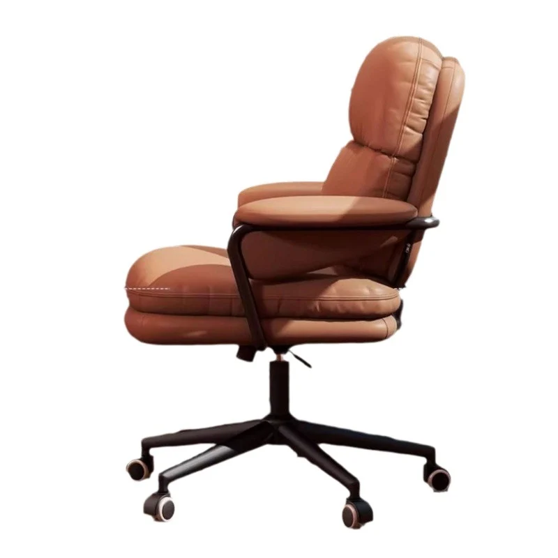 Contemporary Luxury Square Faux Leather Upholstered Height Adjustable Swivel Desk Chair Armrest For Home Office