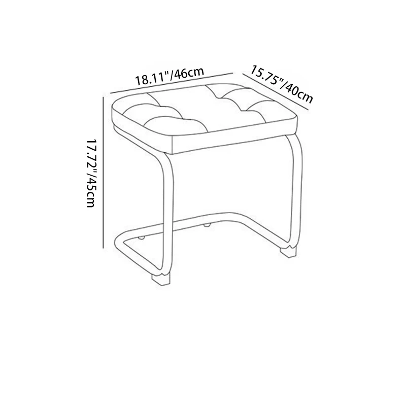Traditional French Square Geometry PU Leather Genuine Leather Iron Footstool Backless Armless For Entryway