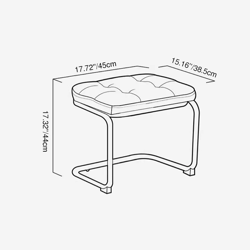 Traditional French Square Geometry PU Leather Genuine Leather Iron Footstool Backless Armless For Entryway