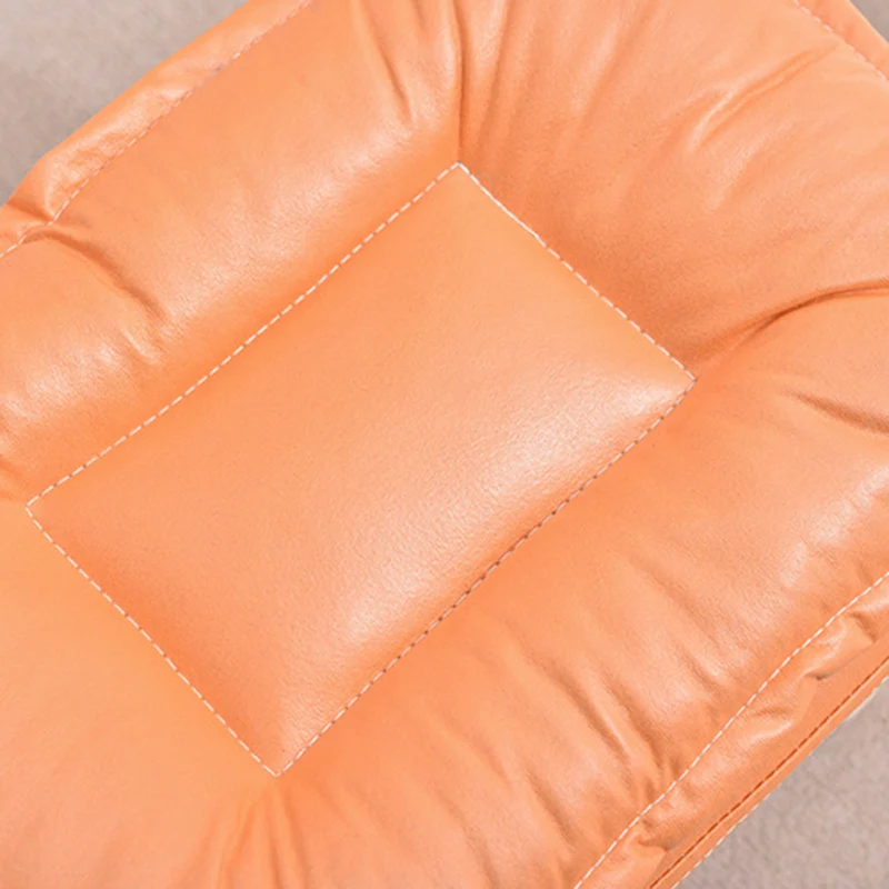 Contemporary Nordic Square Rubberwood Tech Fabric Footstool Backless Armless For Living Room