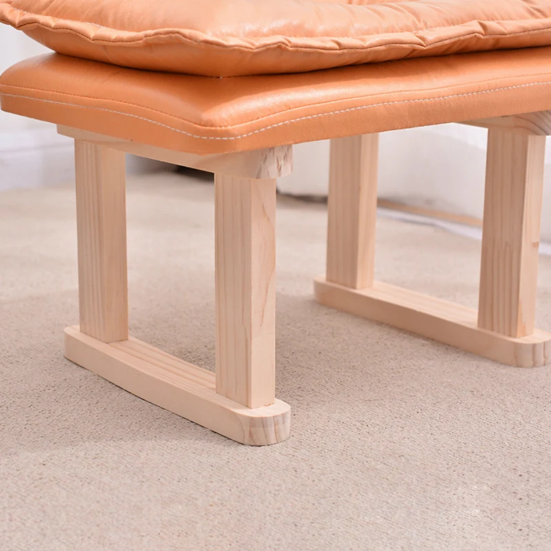 Contemporary Nordic Square Rubberwood Tech Fabric Footstool Backless Armless For Living Room