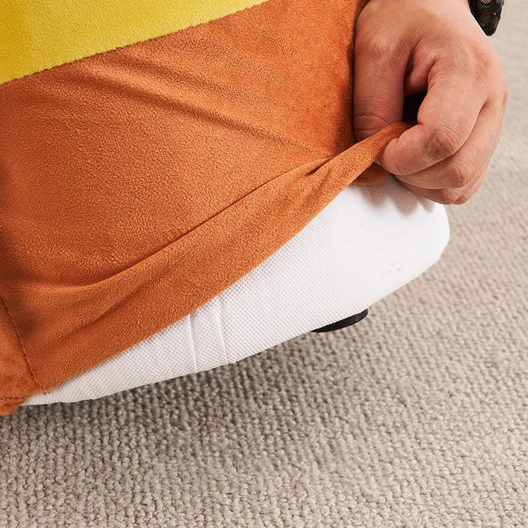Contemporary Creative Cylinder Big Eyes Solid Wood Flannelette Footstool Backless Armless For Living Room