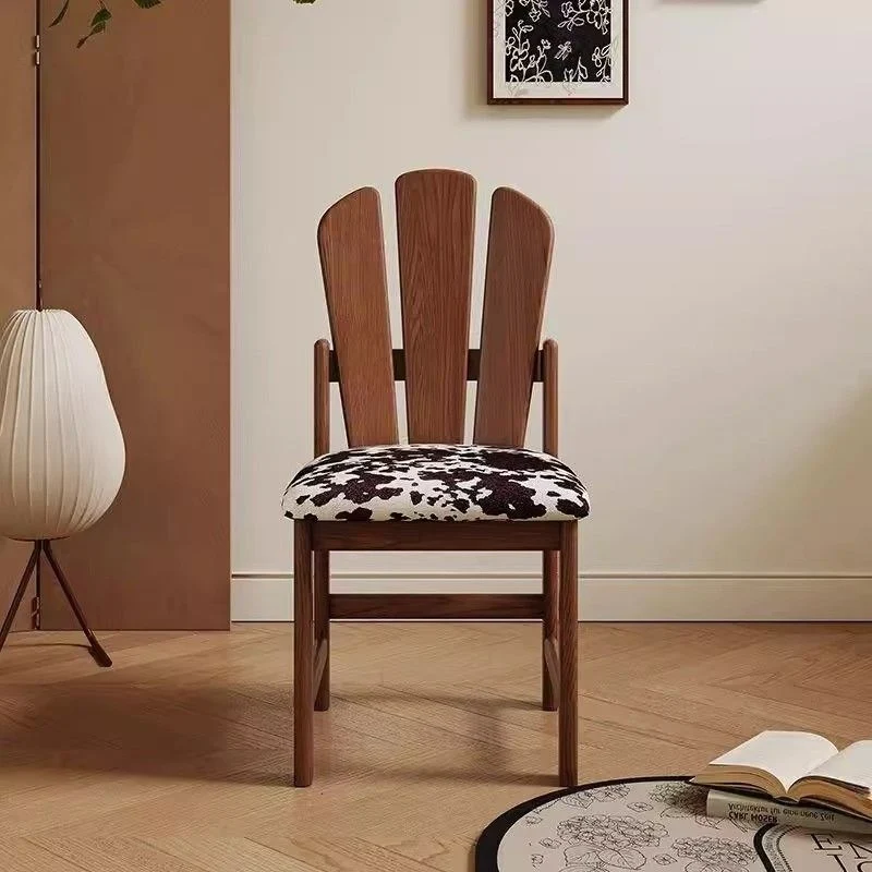 Traditional French Square Peacock Backrest Spot Fabric Cushion Solid Wood Vanity Stool Armless For Bedroom