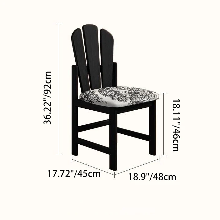 Traditional French Square Peacock Backrest Spot Fabric Cushion Solid Wood Vanity Stool Armless For Bedroom