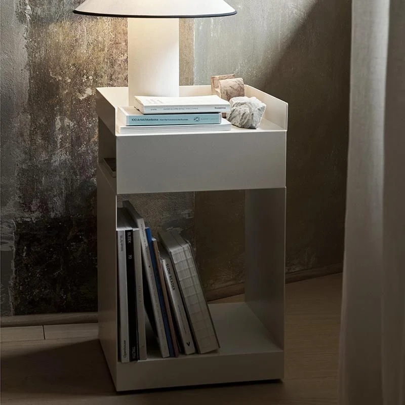 Contemporary Scandinavian Wood Metal Irregular Rectangle End Table 3-Tier For Bedroom & Living Room