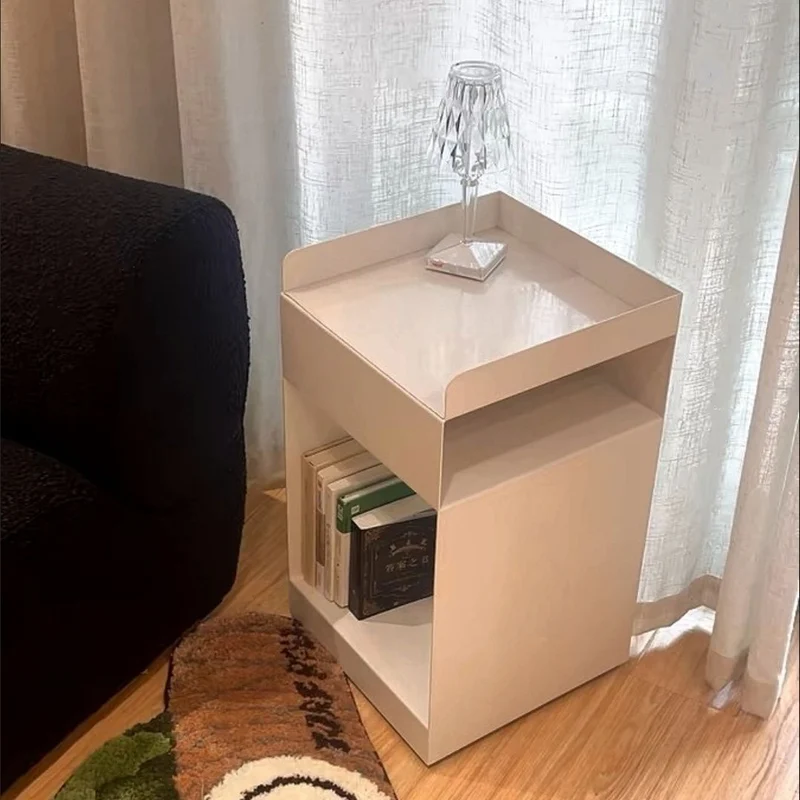 Contemporary Scandinavian Wood Metal Irregular Rectangle End Table 3-Tier For Bedroom & Living Room