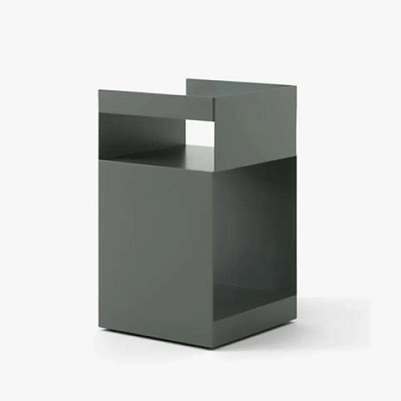 Contemporary Scandinavian Wood Metal Irregular Rectangle End Table 3-Tier For Bedroom & Living Room