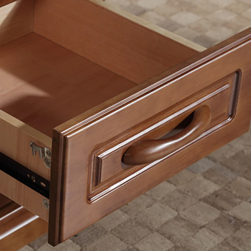 Contemporary Retro Plywood Rubber Wood Hardware Rectangular Desks 4-Drawer Cabinet For Home Office