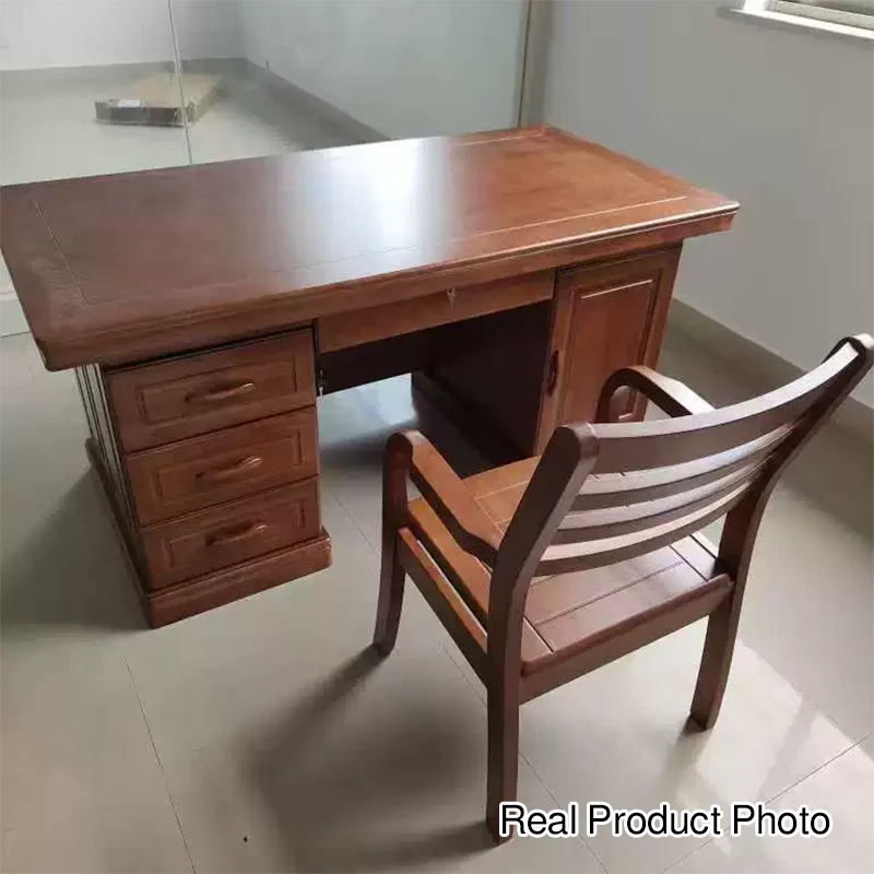 Contemporary Retro Plywood Rubber Wood Hardware Rectangular Desks 4-Drawer Cabinet For Home Office