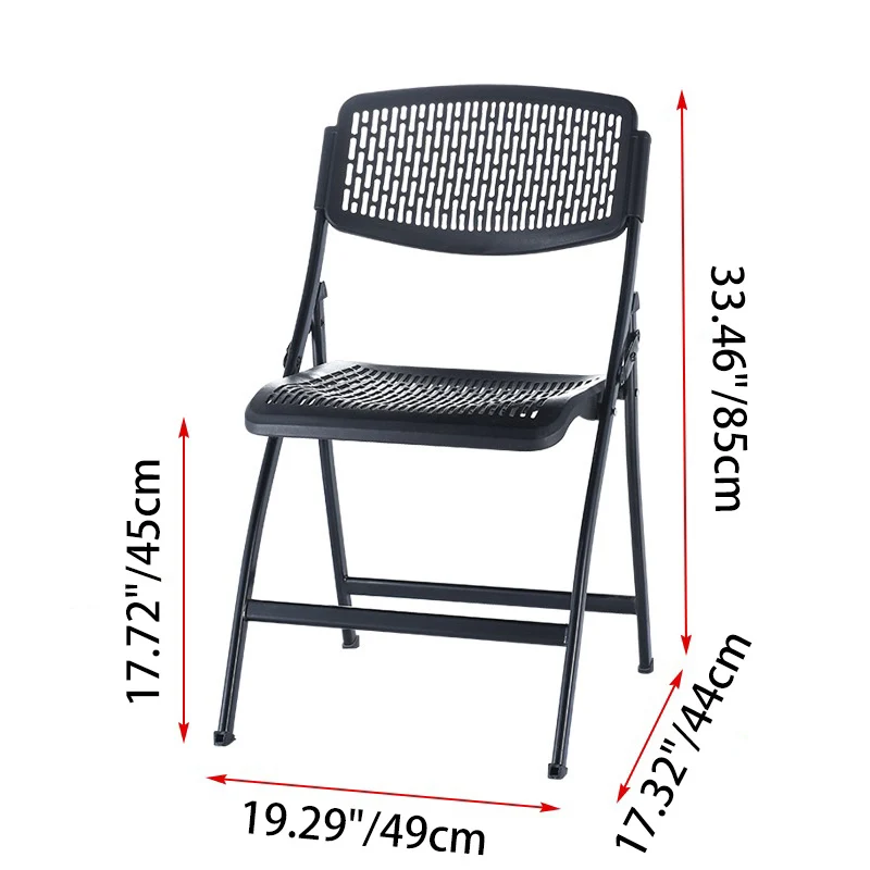 Modern Minimalist Plastic & Steel Square Folding Desk Chair With Breathable Seat For Study & Home Office