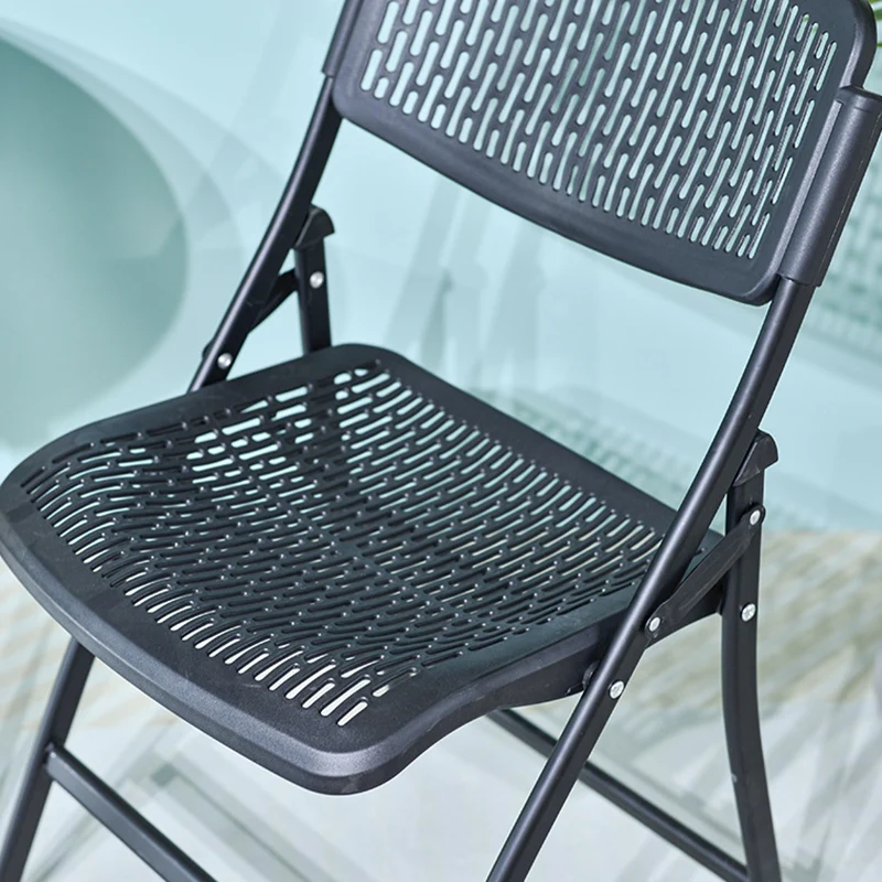 Modern Minimalist Plastic & Steel Square Folding Desk Chair With Breathable Seat For Study & Home Office