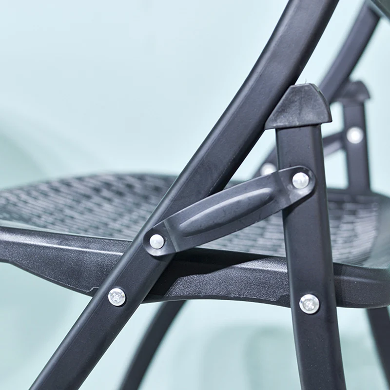 Modern Minimalist Plastic & Steel Square Folding Desk Chair With Breathable Seat For Study & Home Office
