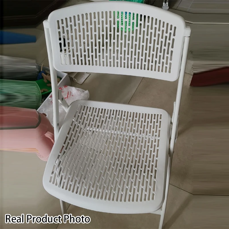 Modern Minimalist Plastic & Steel Square Folding Desk Chair With Breathable Seat For Study & Home Office