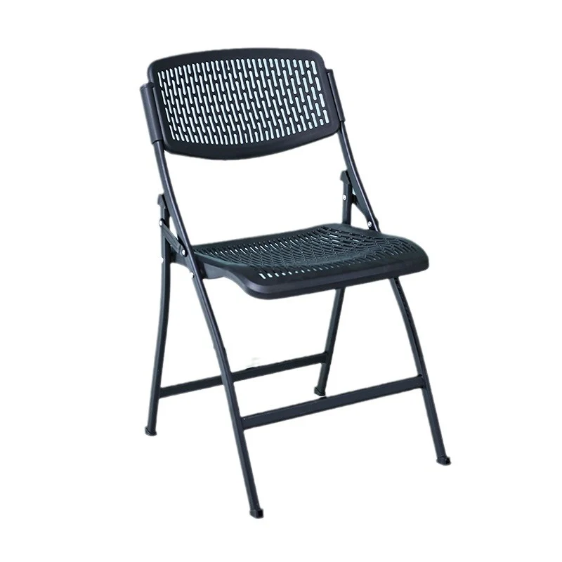 Modern Minimalist Plastic & Steel Square Folding Desk Chair With Breathable Seat For Study & Home Office