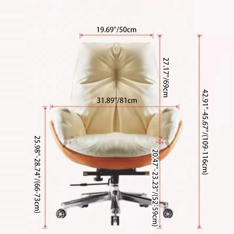 Modern Minimalist Microfiber Leather & Cowhide Square Seat Desk Chair With Armrest & Reclining Backrest For Home Office Or Study