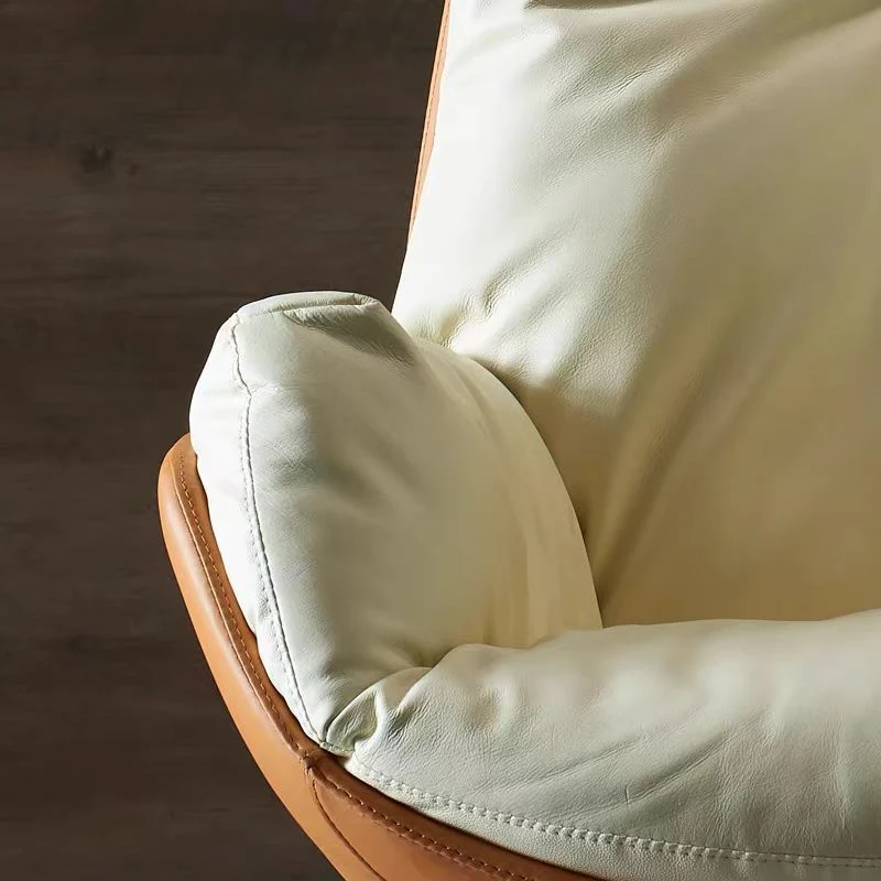 Modern Minimalist Microfiber Leather & Cowhide Square Seat Desk Chair With Armrest & Reclining Backrest For Home Office Or Study