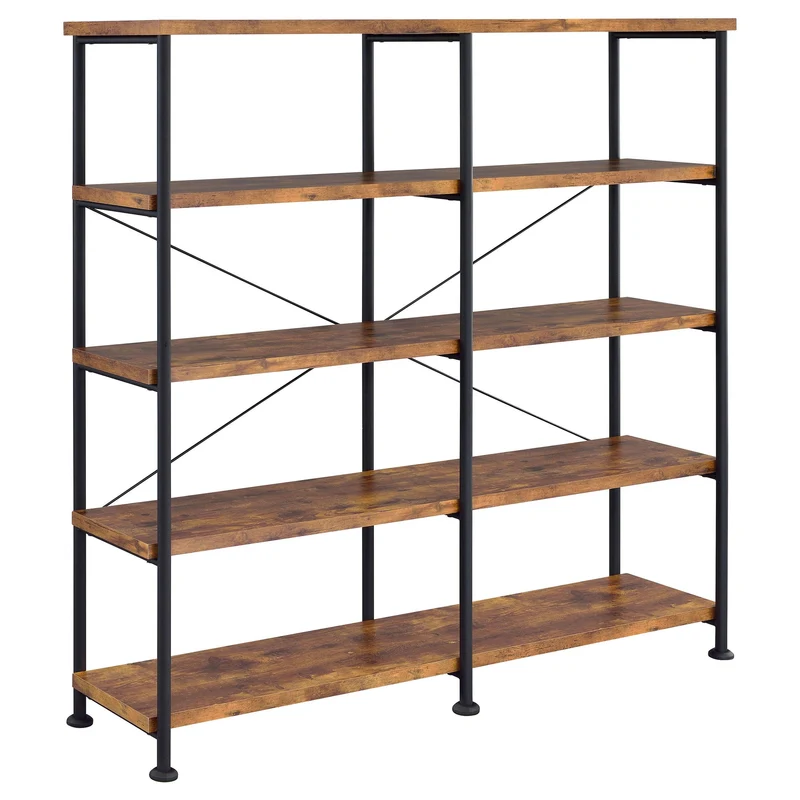 Coaster Furniture Analiese 801543 63-inch 4-shelf Double Bookshelf - Rustic Nutmeg