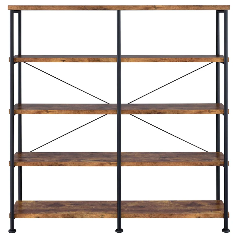 Coaster Furniture Analiese 801543 63-inch 4-shelf Double Bookshelf - Rustic Nutmeg