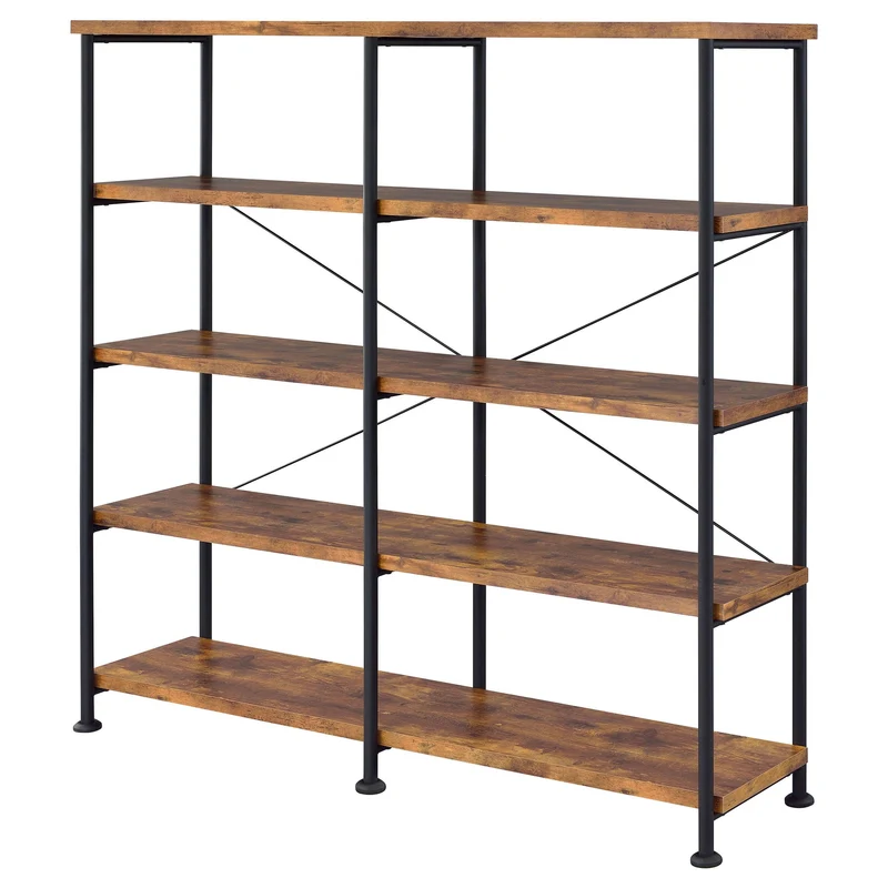 Coaster Furniture Analiese 801543 63-inch 4-shelf Double Bookshelf - Rustic Nutmeg