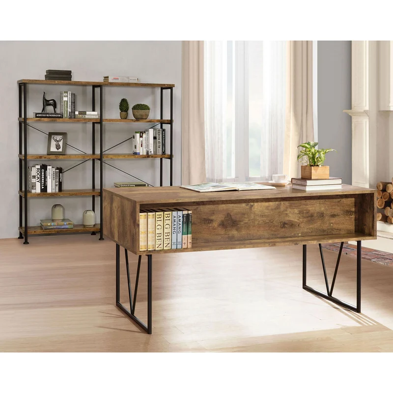 Coaster Furniture Analiese 801543 63-inch 4-shelf Double Bookshelf - Rustic Nutmeg
