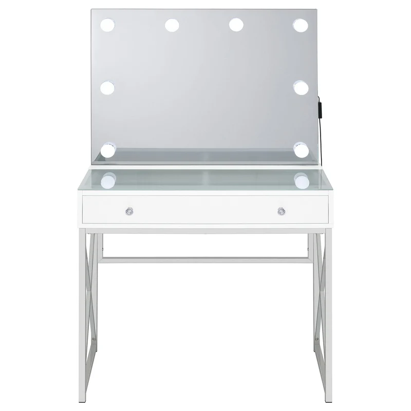 Coaster Furniture Eliza 936164 Vanity Set with Lighting & Stool - White and Chrome