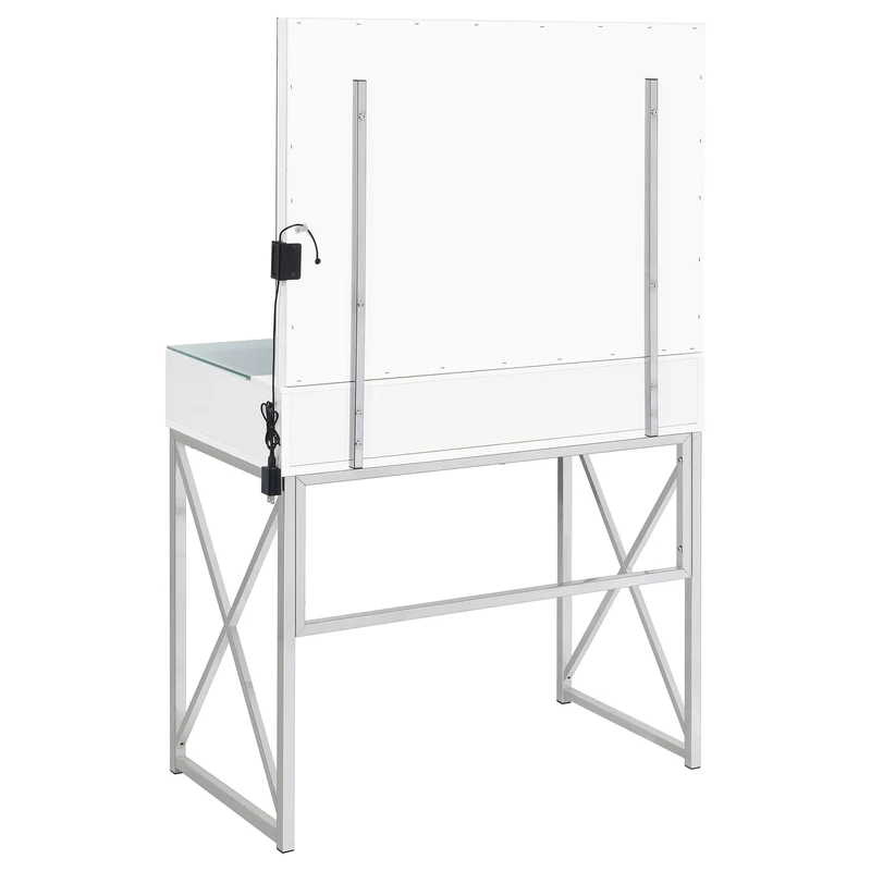 Coaster Furniture Eliza 936164 Vanity Set with Lighting & Stool - White and Chrome