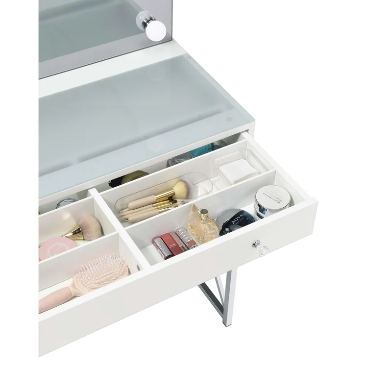 Coaster Furniture Eliza 936164 Vanity Set with Lighting & Stool - White and Chrome