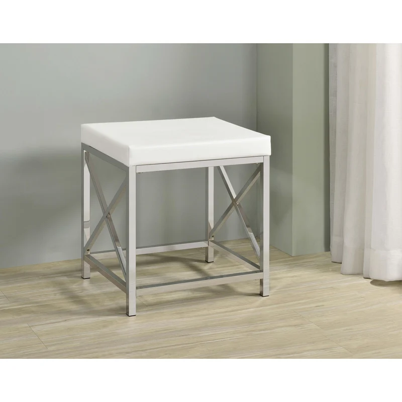 Coaster Furniture Eliza 936164 Vanity Set with Lighting & Stool - White and Chrome