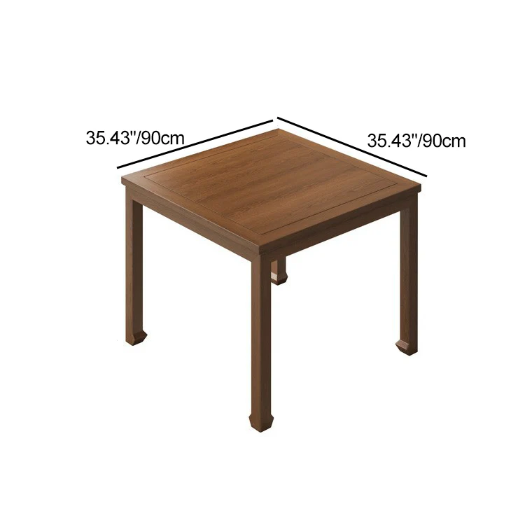 Traditional Chinese Elm Wood Square End Table 1-Tier For Living Room