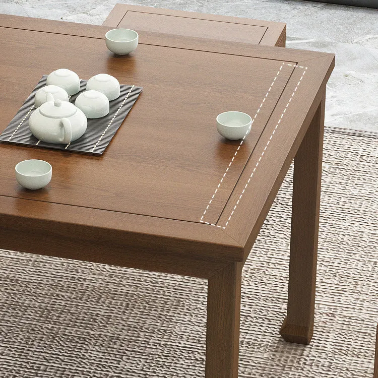 Traditional Chinese Elm Wood Square End Table 1-Tier For Living Room