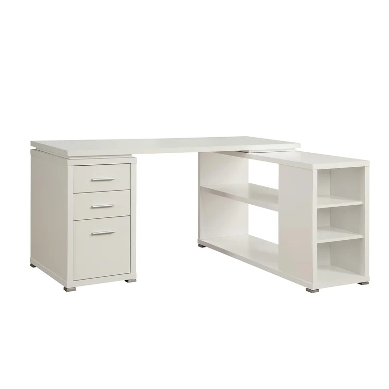 Coaster Furniture Yvette 800516 60-inch 3-Drawer L-Shape Computer Desk - White