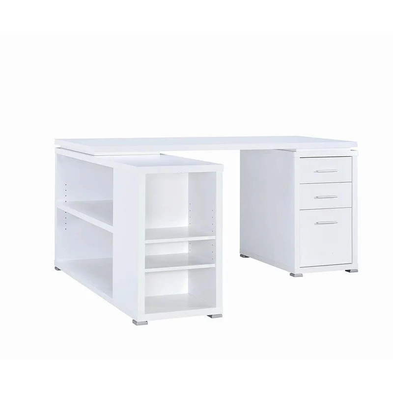 Coaster Furniture Yvette 800516 60-inch 3-Drawer L-Shape Computer Desk - White