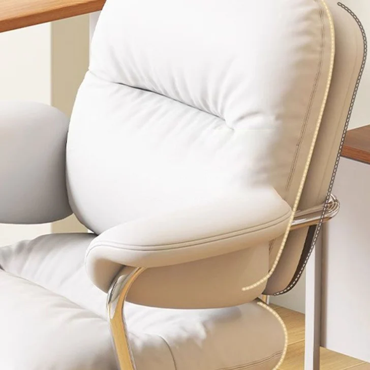 Modern Minimalist PU Leather Carbon Steel Square Cushion Desk Chair With Armrest & Backrest For Home Office