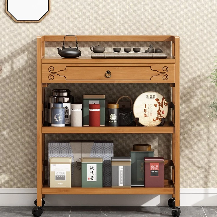Contemporary Simplicity Square Bamboo Side Table 1 - Drawer For Living Room