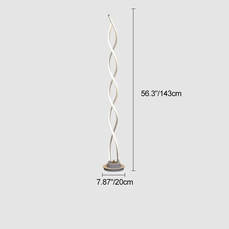 Contemporary Creative Aluminum, Carbon Steel & Silicone Spiral LED Standing Floor Lamp for Bedroom and Living Room