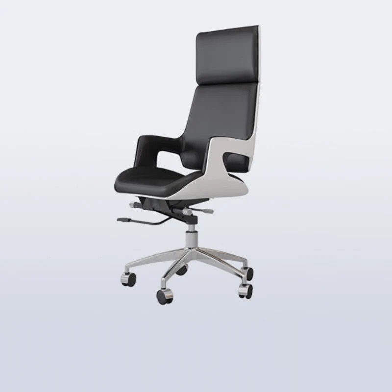 Contemporary Nordic Microfiber & Genuine Leather Steel Aluminum Alloy Rectangular Desk Chair Adjustable Height Rotating With Headrest Backrest Armrests For Home Office And Study