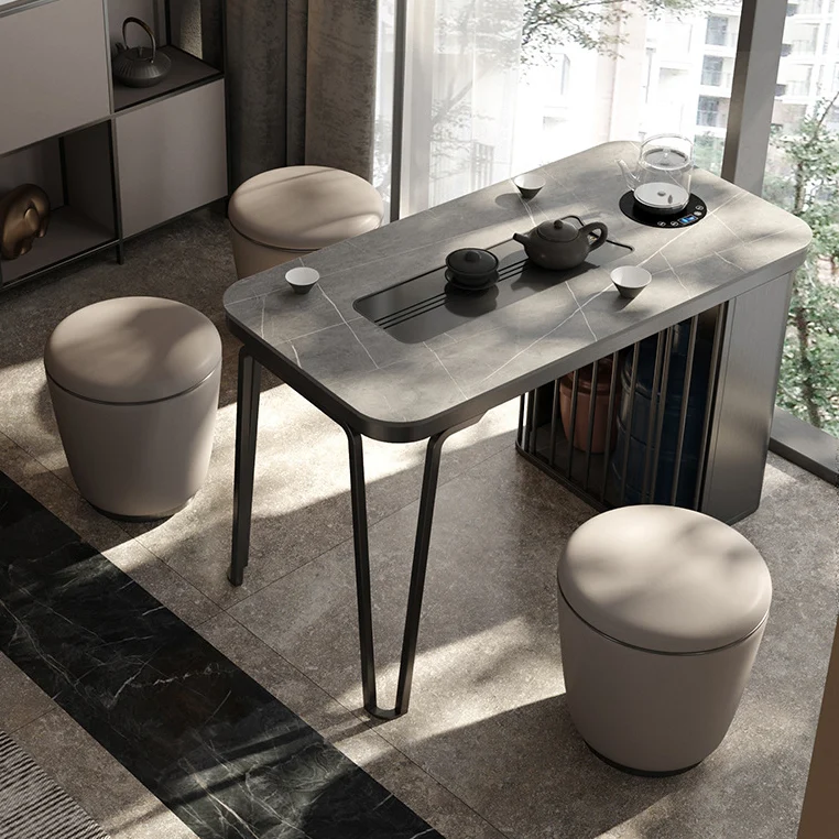 Modern Simplicity Microfiber Leather Stainless Steel Wood Round Vanity Stool For Bedroom, Living Room, And Tea Room