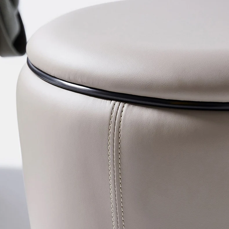 Modern Simplicity Microfiber Leather Stainless Steel Wood Round Vanity Stool For Bedroom, Living Room, And Tea Room